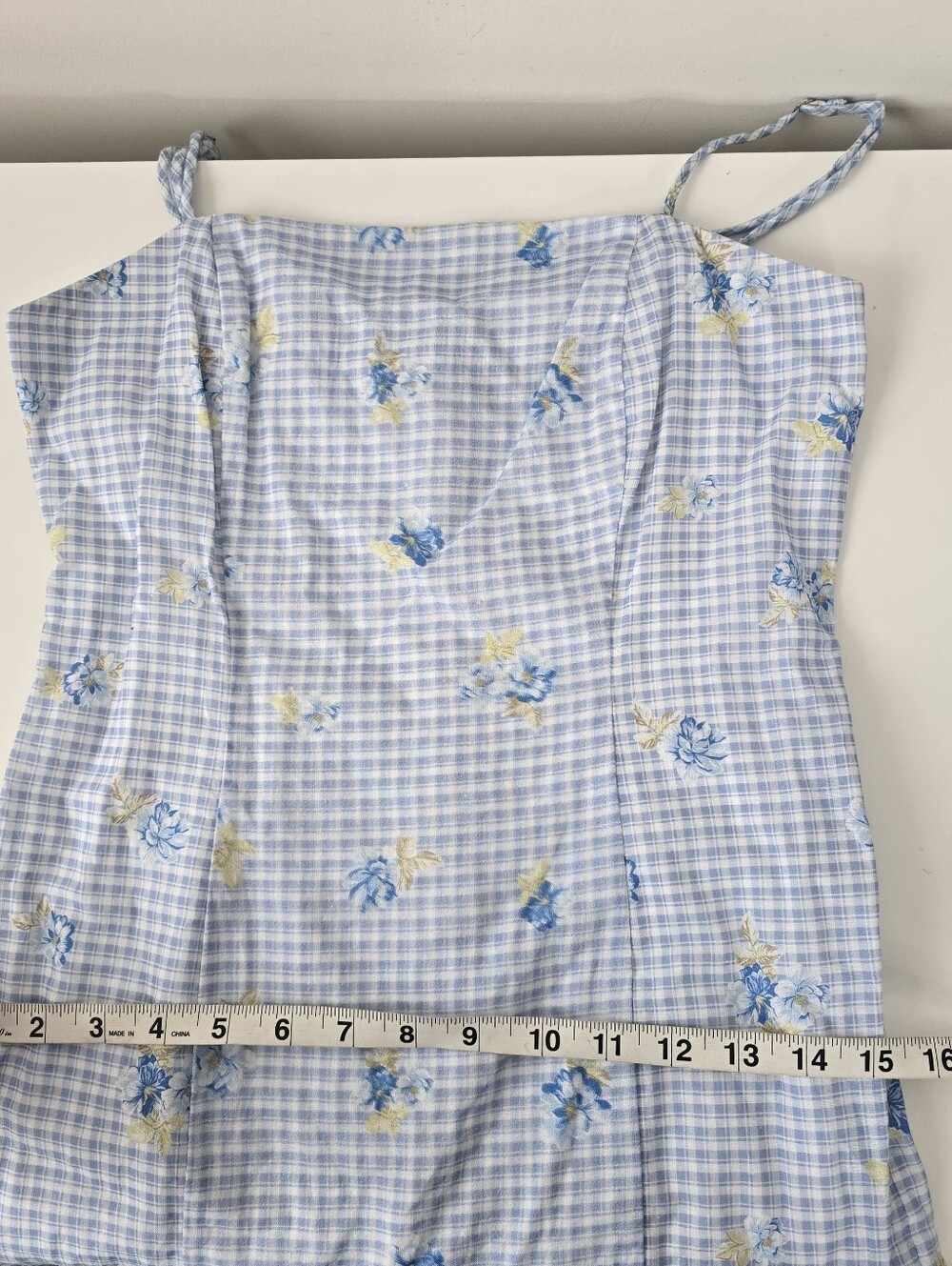 Majorelle Pearson Mini Dress Linen Blend Polly Gingham Print S Floral - Picture 11 of 14